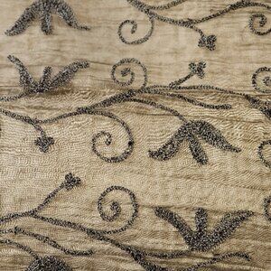 Kenneth Cole Silver Embroidered Taffeta Scarf/Wrap for Fancy Dressing 6 feet